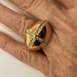 CC Skye Dome Ring NWT Gold tone CZ Costume Jewelry Maximalist Contemporary Sz 7